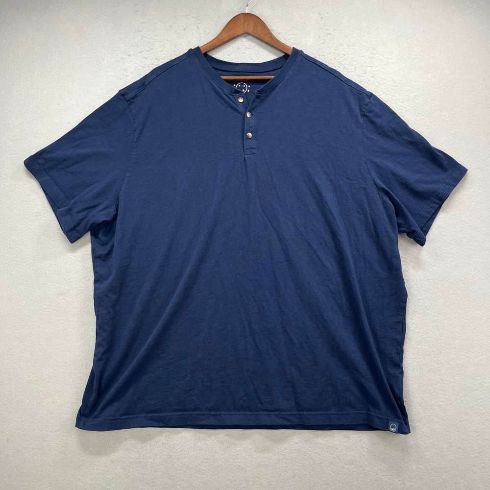 Even Tide Henley Shirt Mens XXXL Navy Blue Regular Cotton Short Sleeve Casual